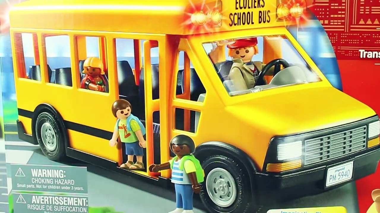 Playmobil SCHOOL BUS Visits Playmobil Police Station playmobil police car toys review PiToys