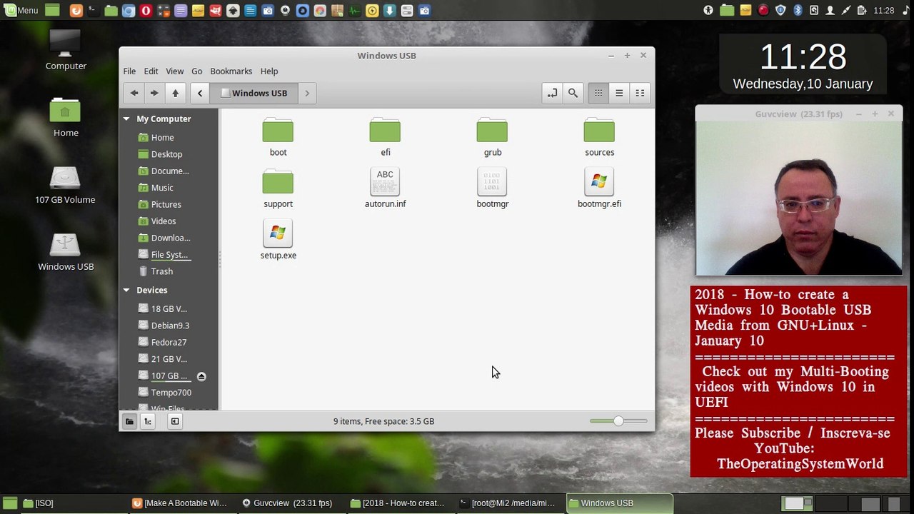 2018 - How to create a Windows 10 Bootable USB Media from GNU/Linux - January 10