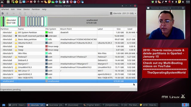 2018 - How to resize, create & delete partitions in Gparted - January 15