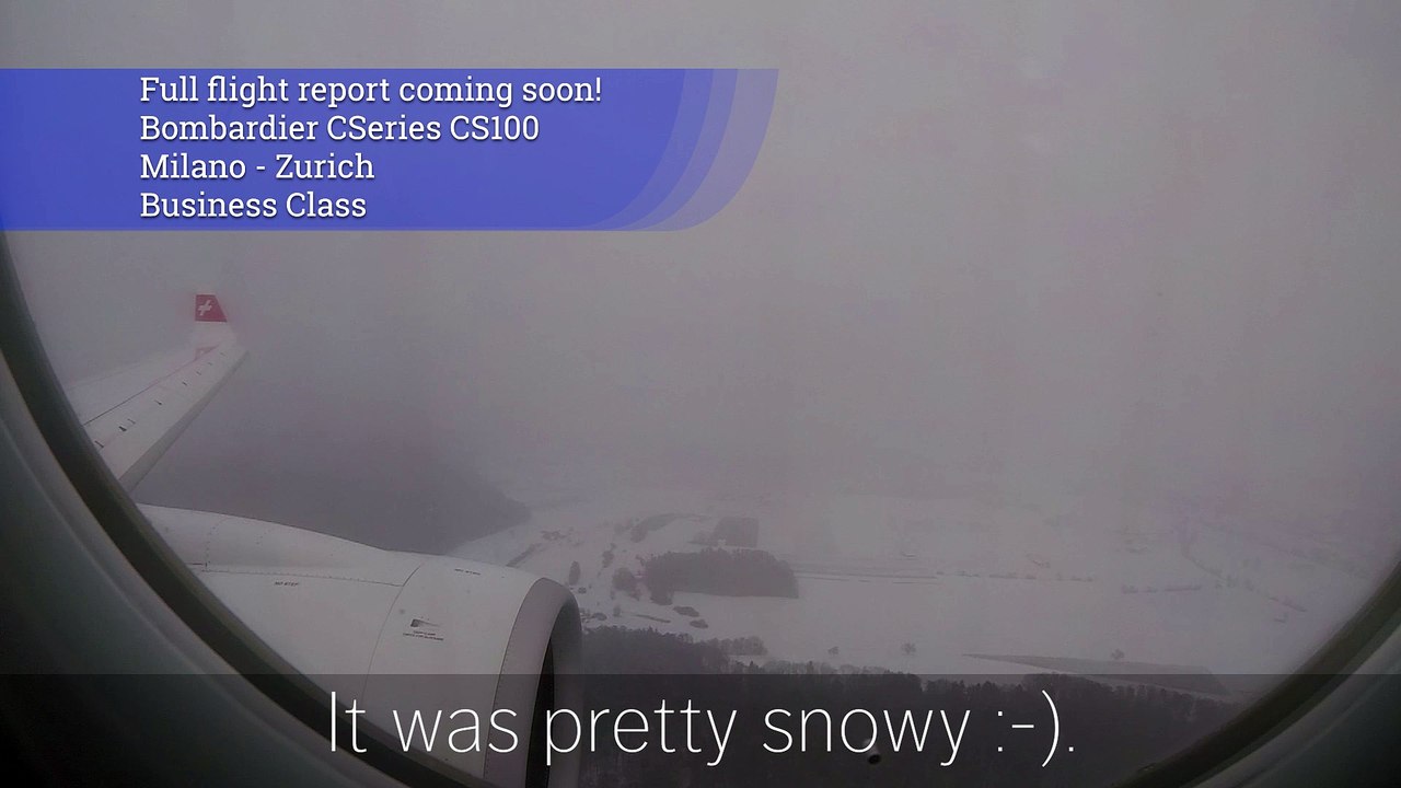 Swiss Bombardier CSeries CS100 Snowy Landing in Zurich