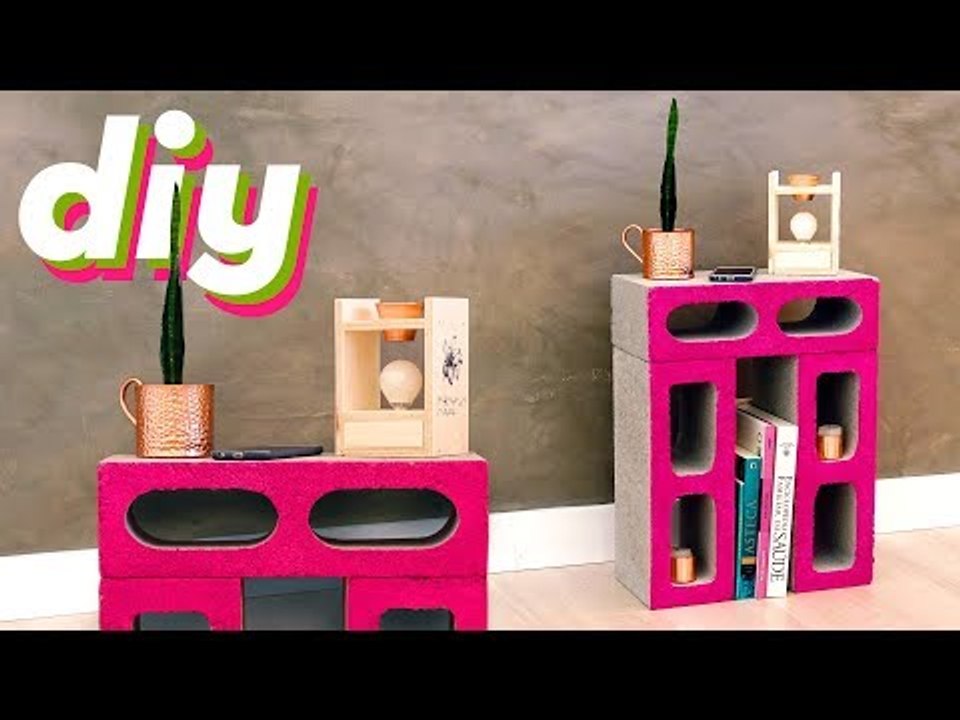 DIY - CRIADO-MUDO BLOCO DE CONCRETO (Menos de R$10)