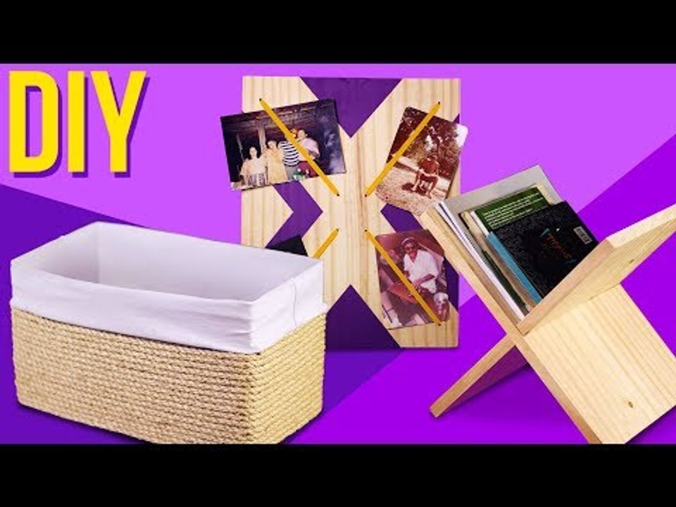 3 DIY SIMPLES PARA O QUARTO: Cesto de corda, Revisteiro e Porta-recado