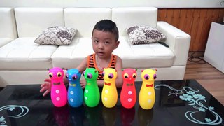 Kid learns colors with colorful bowling shape animal   Learn colors video