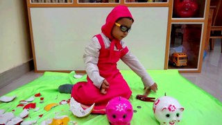 Learn Colors with Colorful Pigs save by Masha Sing Family Fingers Song   Masha learns Colors
