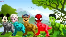 Hulk Spiderman Frozen Elsa Head Dinosaur Finger Family Learn Colors