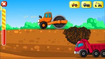Construction vehicles - Excavator, dump truck and road roller - Trucks for kids