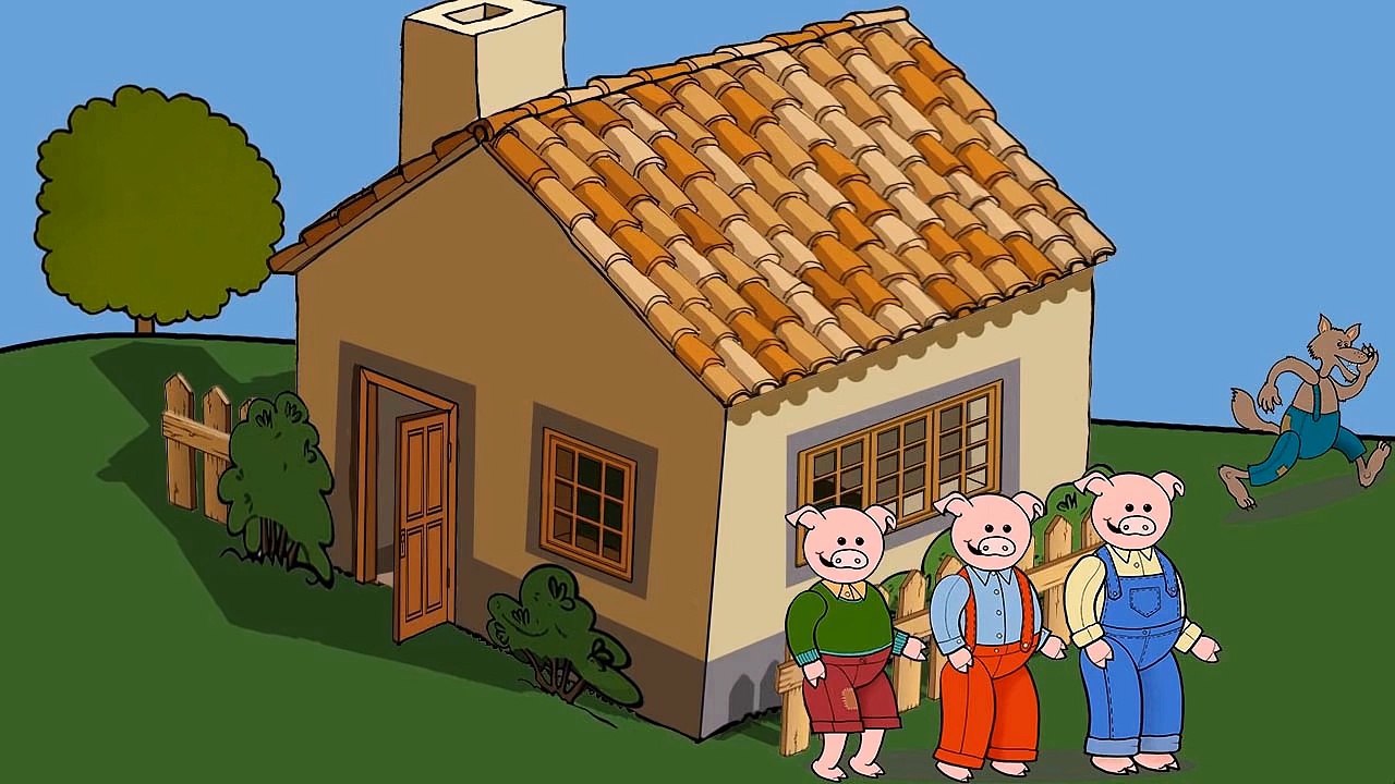 Serie de cuentos de Los Tres Cerditos y El Lobo Feroz. Cuento de Fabula Infantil.