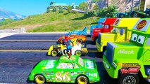 Color Mack Truck Cars Transportation for Kids W/ Lightning McQueen, Dinoco King, Finger Family Song