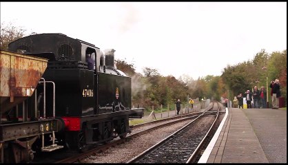 British Steam Engine ready to pull a Goods Train of Trucks
