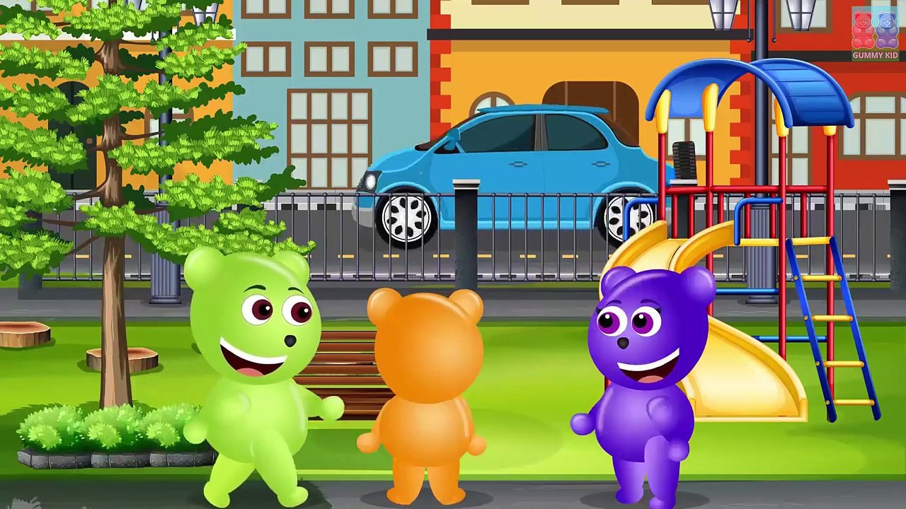 Mega Gummy Bear Banana Car in Cartoon Videos with Finger Family Nursery Rhymes
