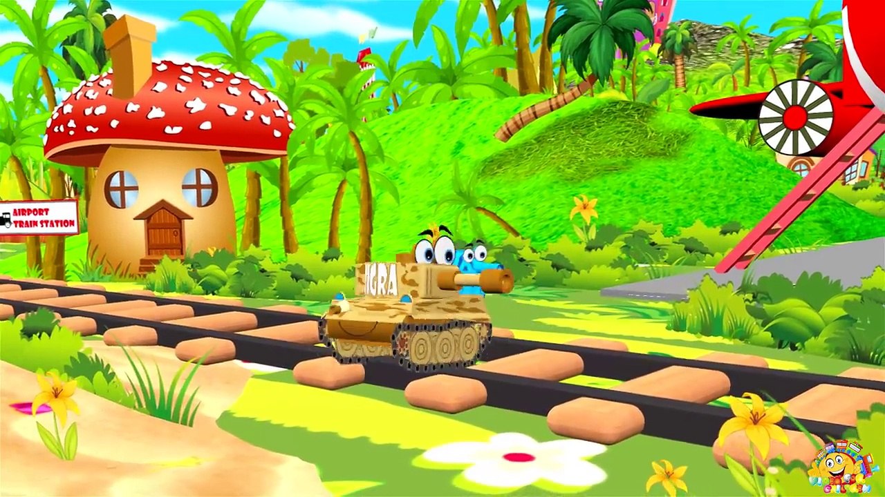 CARTOONS FOR CHILDREN: Warfare 3D Tropical Vacation Cartoon about Cars vs Tanks & Train for Kids