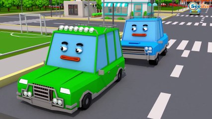 Police car with Racing Cars Chase in Kids Video | 3D Car Cartoon Animation Cars & Truck Stories