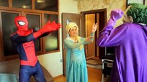 Spiderman & Frozen Elsa Saved by Doctor! w/ Pink Spidergirl, Joker, Minions, Maleficent & Hulk :)