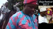 Ooni of Ife appears with the original crown used by Oduduwa @Olojo Festival 2017