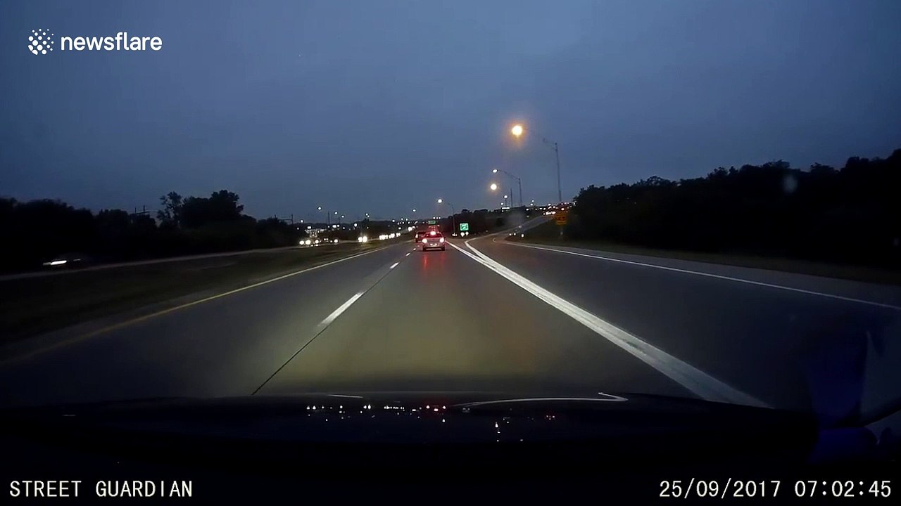 Dash cam captures frightening near miss in Nebraska