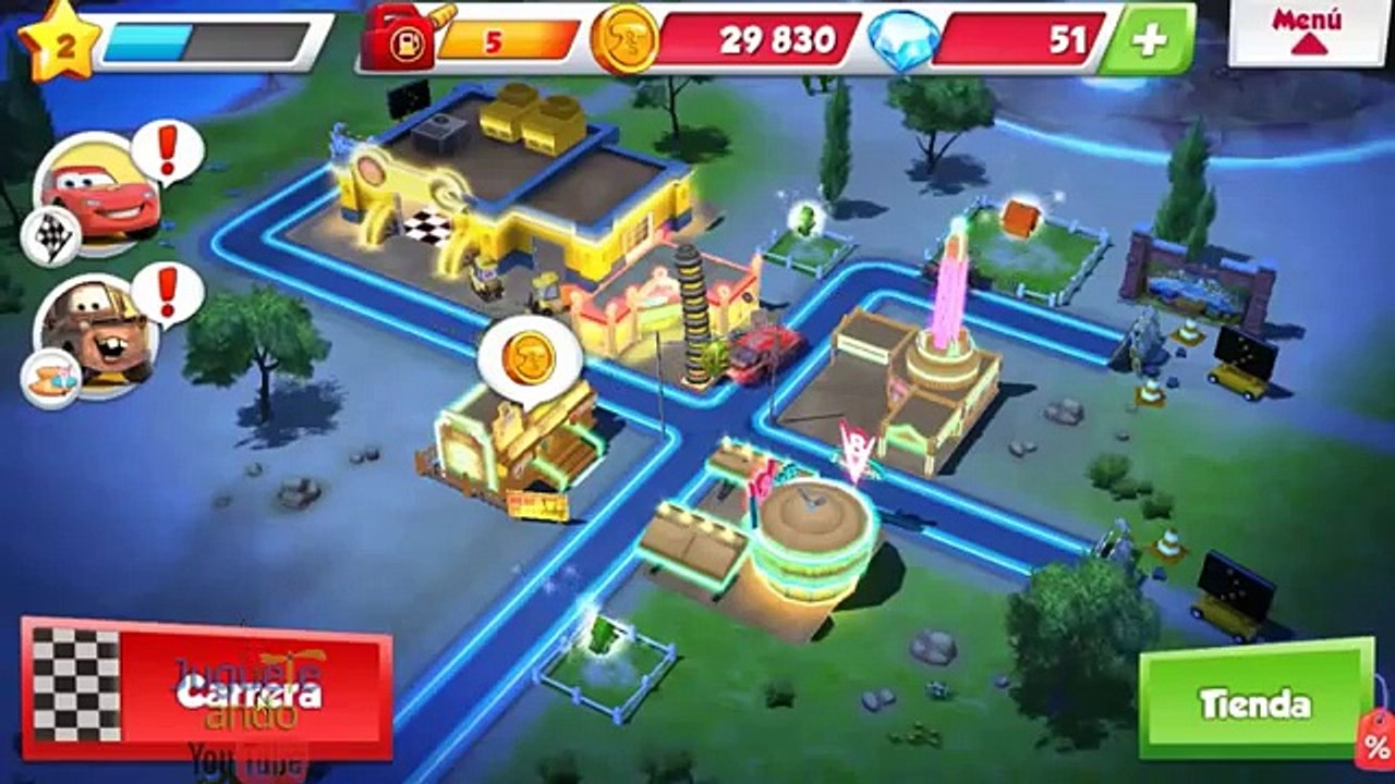 juego de autos de RAYO MCQUEEN, cars en español, videos para niños disney junior