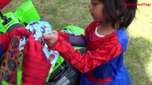 Spiderman & Spidergirl Decorate a Quad with Stickers | Superhero Action Power Wheels Fun Playtime