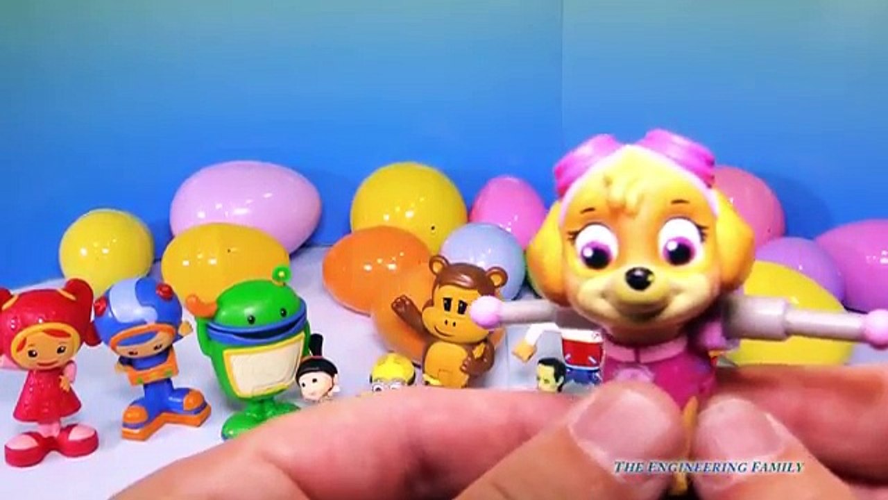 PAW PATROL, Team Umizoomi, Julius Jr Surprise Eggs with Funny Pig & Wallykazam Toys Video