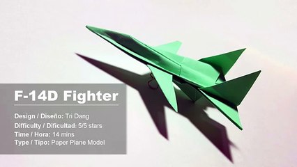 ORIGAMI JET for Kids - How to make an EASY Paper Airplane Model | F-14D Tomcat