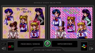Sailor Moon (Sega Genesis vs Snes) Side by Side Comparison (Mega Drive vs Super Famicom)