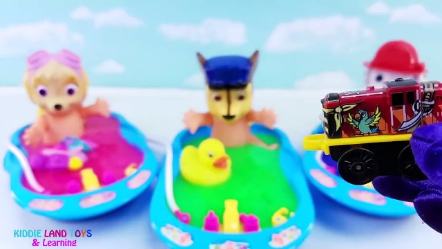 Paw Patrol Baby Doll Bath Time Feeding & Potty Training Slime Toy Surprises Best Learn Colors Video