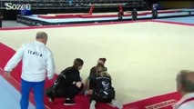 Jimnastikçinin talihsiz anı! Ayağı kırıldı