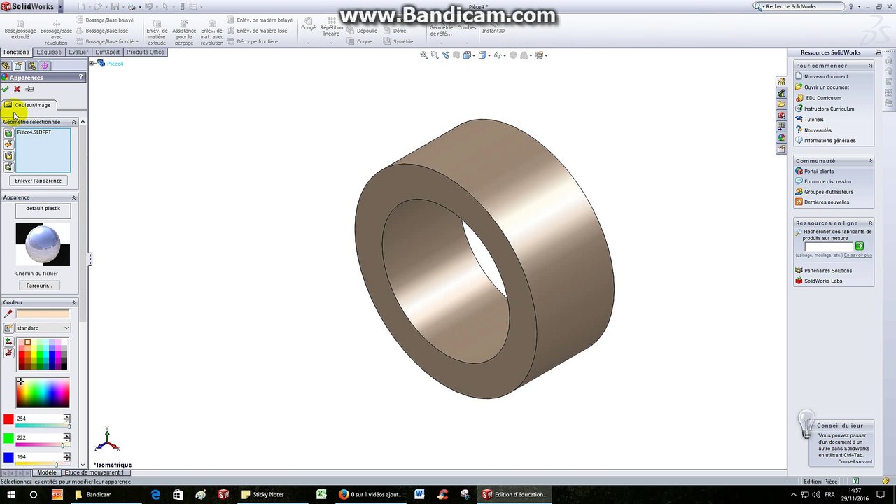 Vérin hydraulique-TP2-Bague frein de course (modélisation volumique)