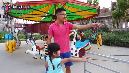 BÉ BÚN CƯỠI THÚ BÔNG – CHƠI TRÒ CHƠI ĐU QUAY | CreativeKids