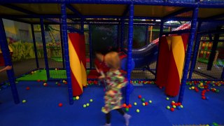 Silly Fun Running at Andy's Lekland Indoor Playground for Kids
