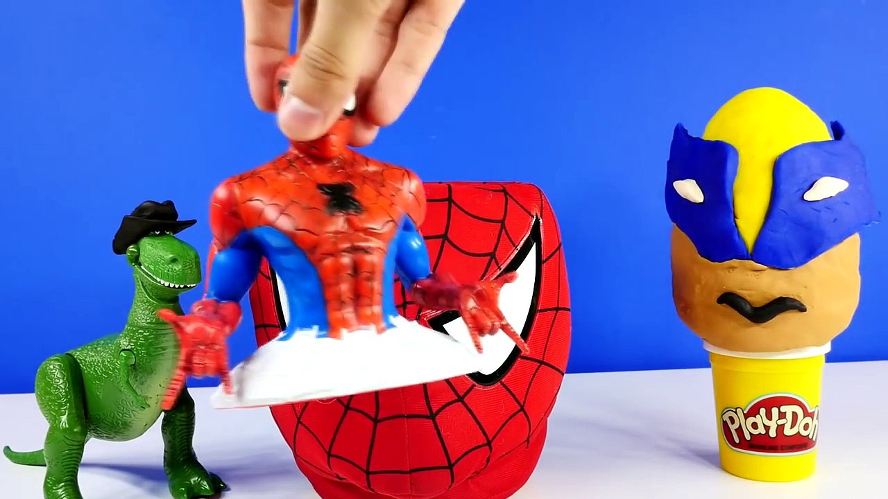 SPIDERMAN SURPRISE BASKET - Marvel Avengers Batman Disney Pixar Play Doh Egg Superhero Mashem Toys