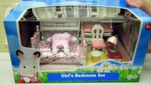 Sylvanian Families Calico Critters Girls Bedroom Set Unboxing Review Play - Kids Toys