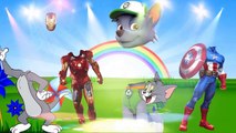 Colors for Children to Learn with Wrong Heads Paw Patrol Captain American Iron man Tom Finger Family