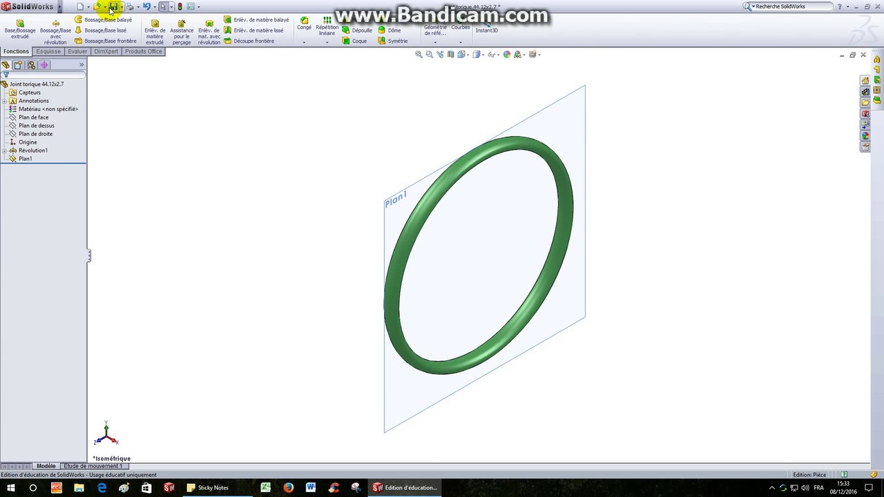 Vérin hydraulique-TP12-Joint torique 44.12x2.7 (modélisation volumique)