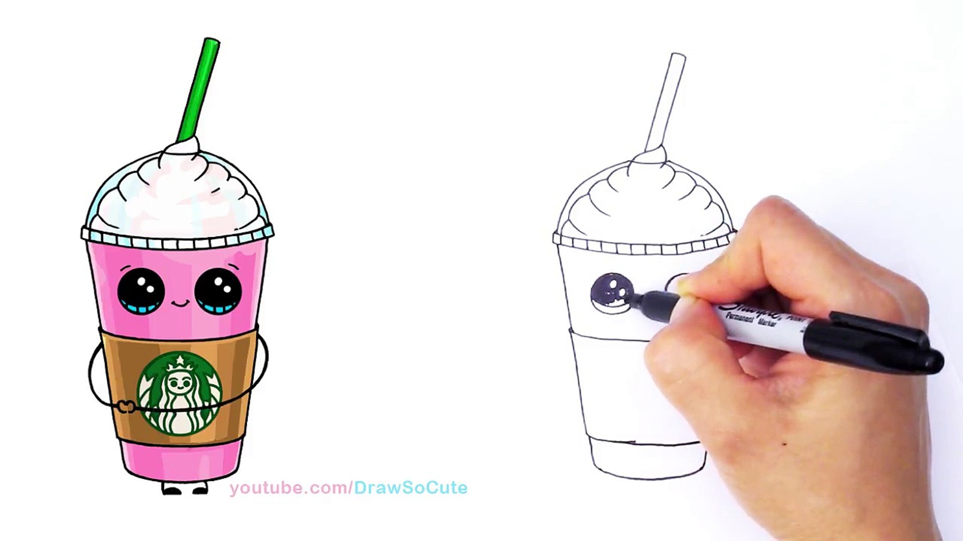 Cute Starbucks Drawing with Color