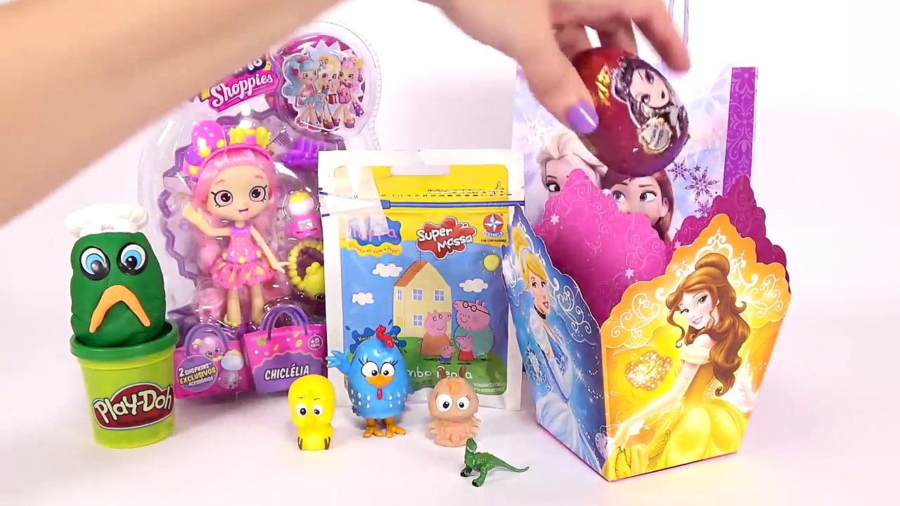Peppa Pig Massinha Play Doh Surpresas Frozen Boneca Shopkins Surprise Eggs Kids Toys