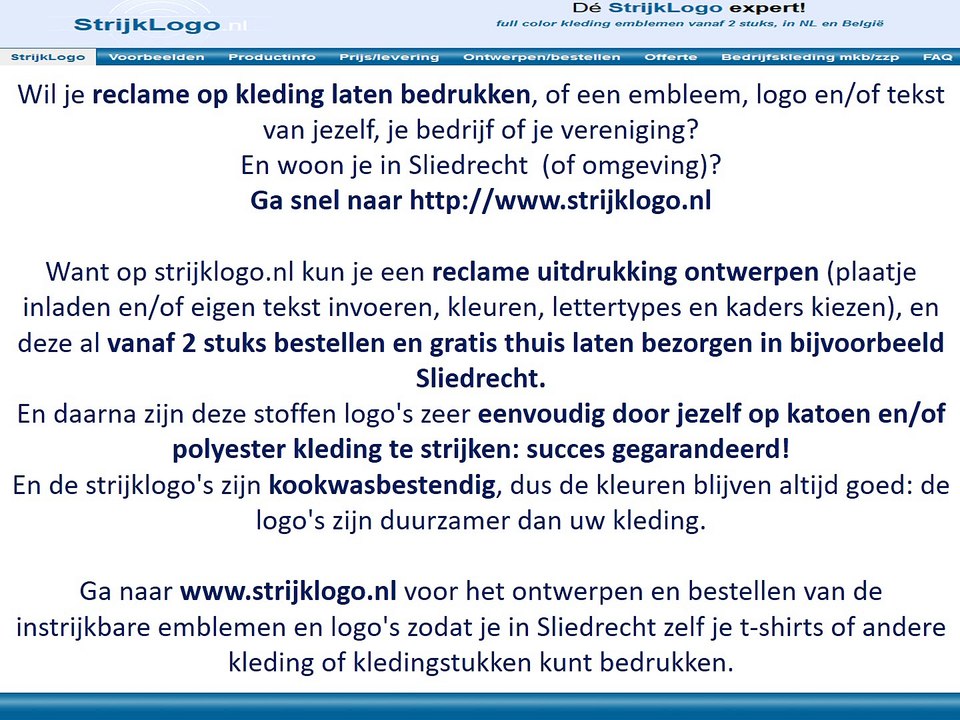 Reclame kleding bedrukken Sliedrecht