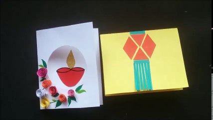 HOW TO MAKE COLOURFUL AND ATTRACTIVE GREETINGS CARD FOR DIWALI__2017__in Hindi