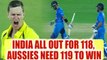 India stumbles for 118 in 20 overs, Virat Kohli, MS Dhoni, Rohit Sharma fails | Oneindia News