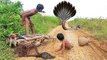 Terrifying!! Young Brothers Catch Biggest Snakes On The Road While Going Fishing