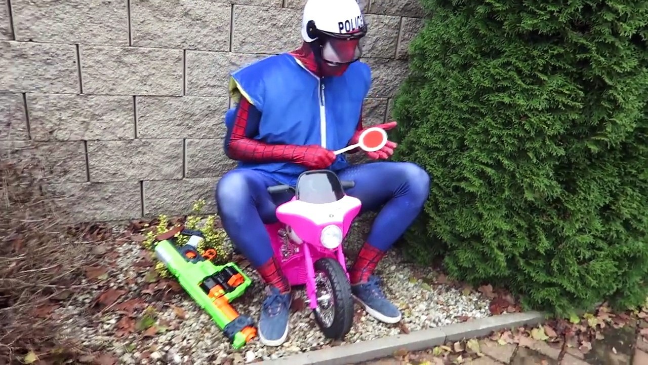 Frozen Elsa ARRESTED BY POLICE TOY CAR! w/ Spiderman vs Joker Girl Spidergirl Funny Superhero IRL