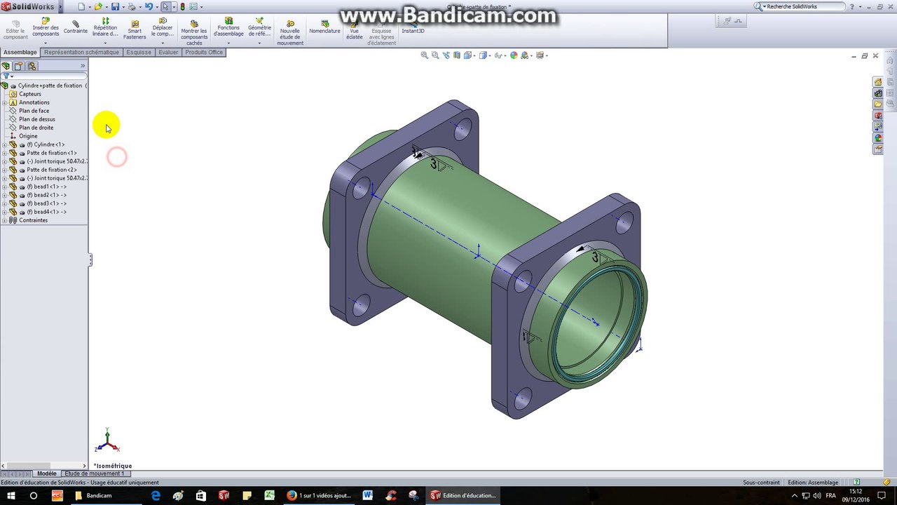 Vérin hydraulique-TP18-Cylindre+patte de fixation (assemblage)