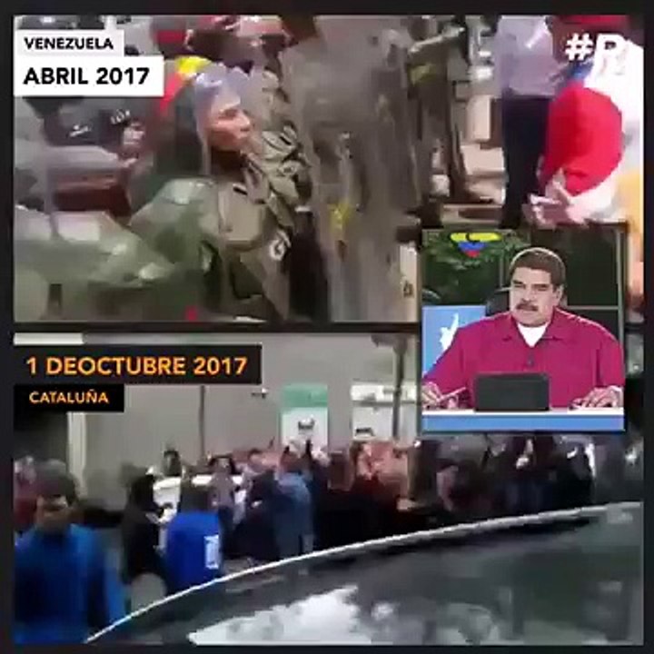 Nicolas Maduro criticando a Mariano Rajoy por la represión en Cataluña pero..