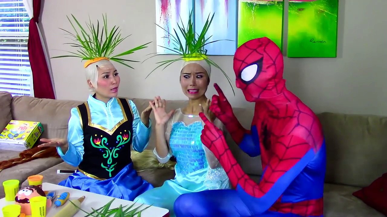 Elsa & Anna lose their hair! Spiderman tries to help bald Elsa - funny superhero video