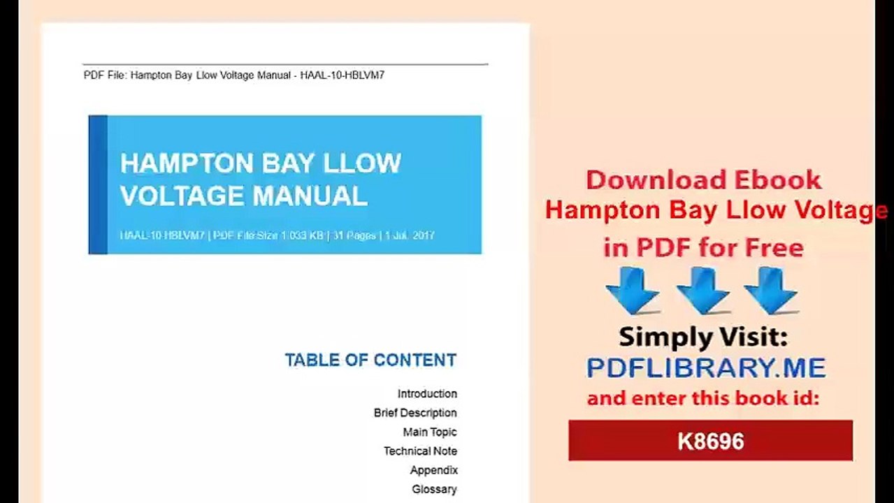 Hampton Bay Llow Voltage Manual
