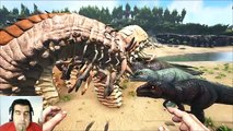 ARK Survival Evolved DeathWorm Alpha VS Giganotosaurus batalla dinosaurios gameplay español