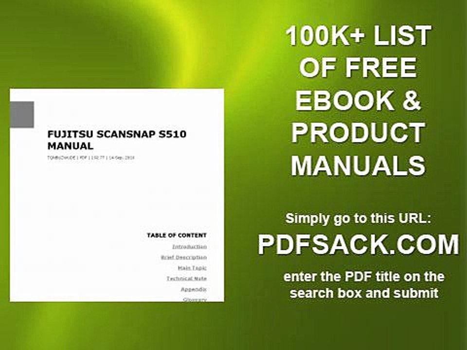 Fujitsu Scansnap S510 Manual