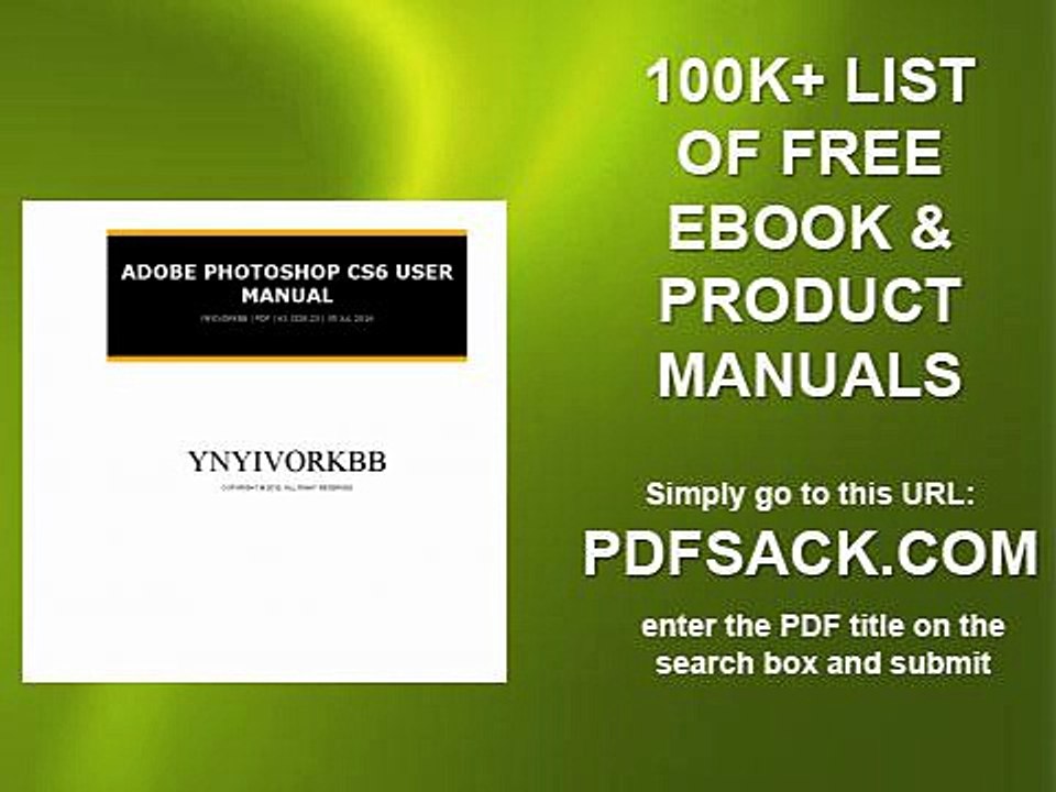 Adobe Photoshop Cs6 User Manual