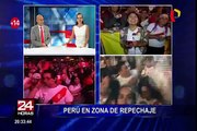 Así celebran el partido Perú vs. Colombia en Plaza de Armas