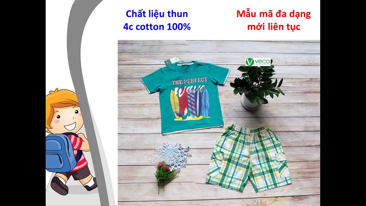 Quần áo trẻ em xuất khẩu giá sỉ - Bộ caro ván lướt sóng