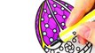 Coloring Pages Cake with Cherry and Hearts -Videos for Childrens with Colored Markers